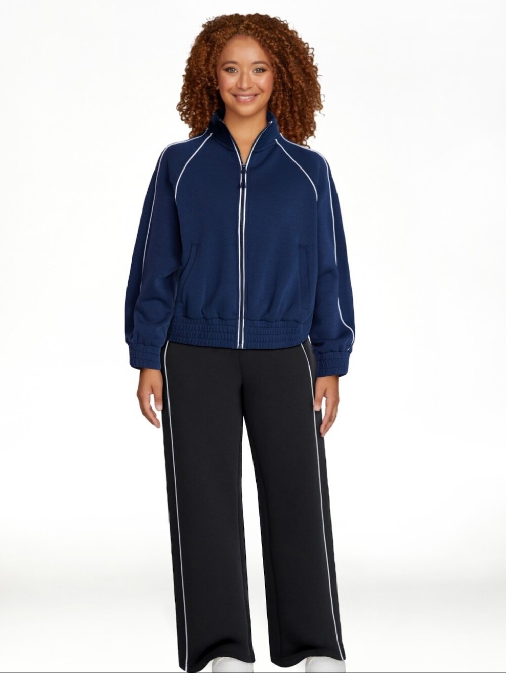 Avia Blue Cove Double Knit Jacket with White Trim - Picture 14 of 15